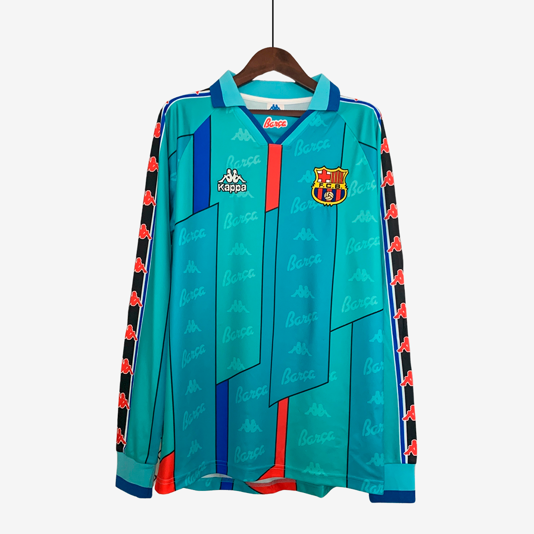 7-291_b34d81fb-c3ed-4d1c-aae7-3c66b24cec30 Barcelona 1996/97 Away Jersey Long Sleeve – Retro Version - Image 1