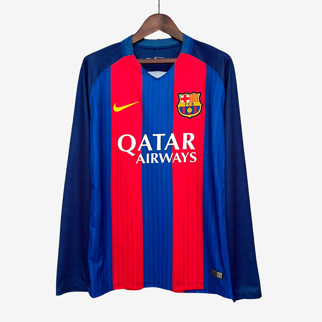 PSD-Retro-1 Barcelona 2016/17 Home Jersey Long Sleeve – Retro Version - Image 1