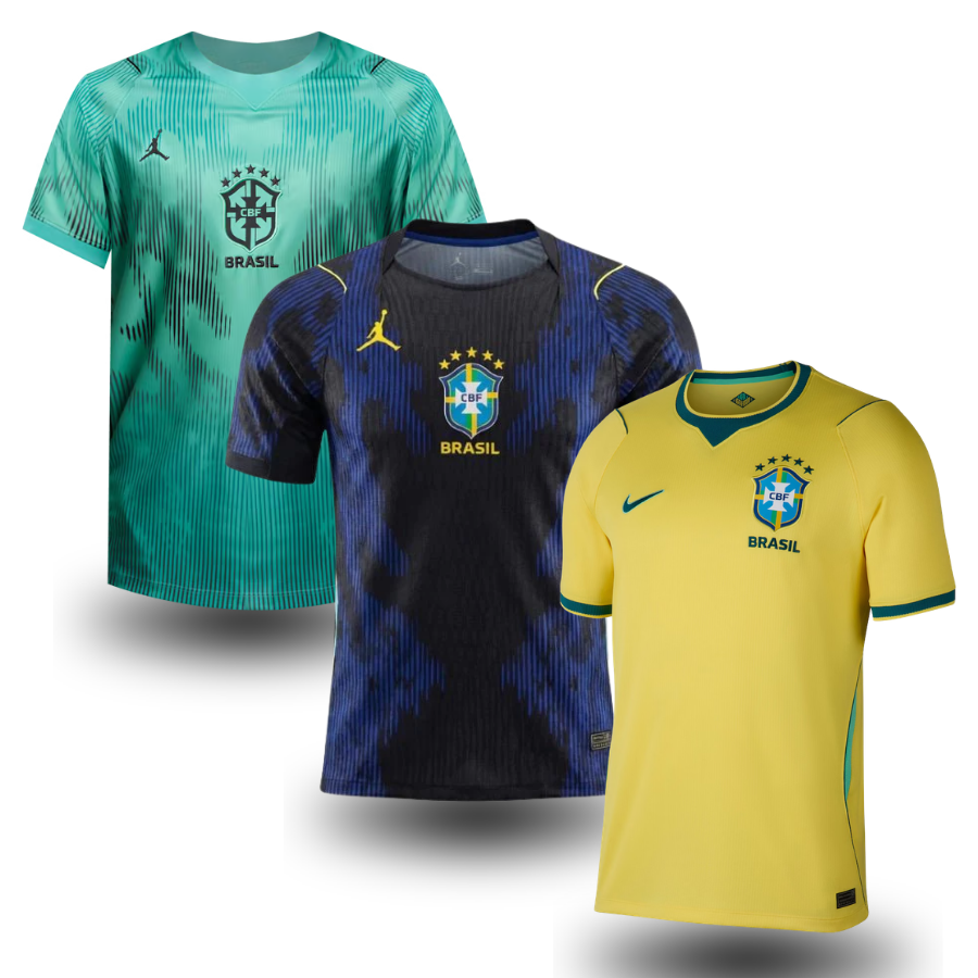 Combo 3 Jerseys do Brazil - Brasil GK, Away & Home - Fan Version - Image 1