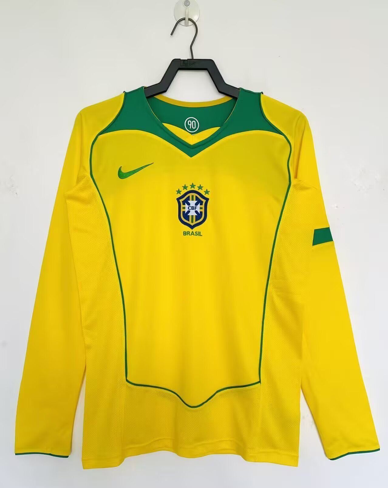 Brazil 2004 I Home Jersey - Brasil Long Sleeve Retro Version - Image 1